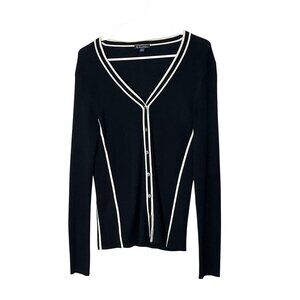 Brooks Brothers Womens Black V-Neck Cardigan Size Large